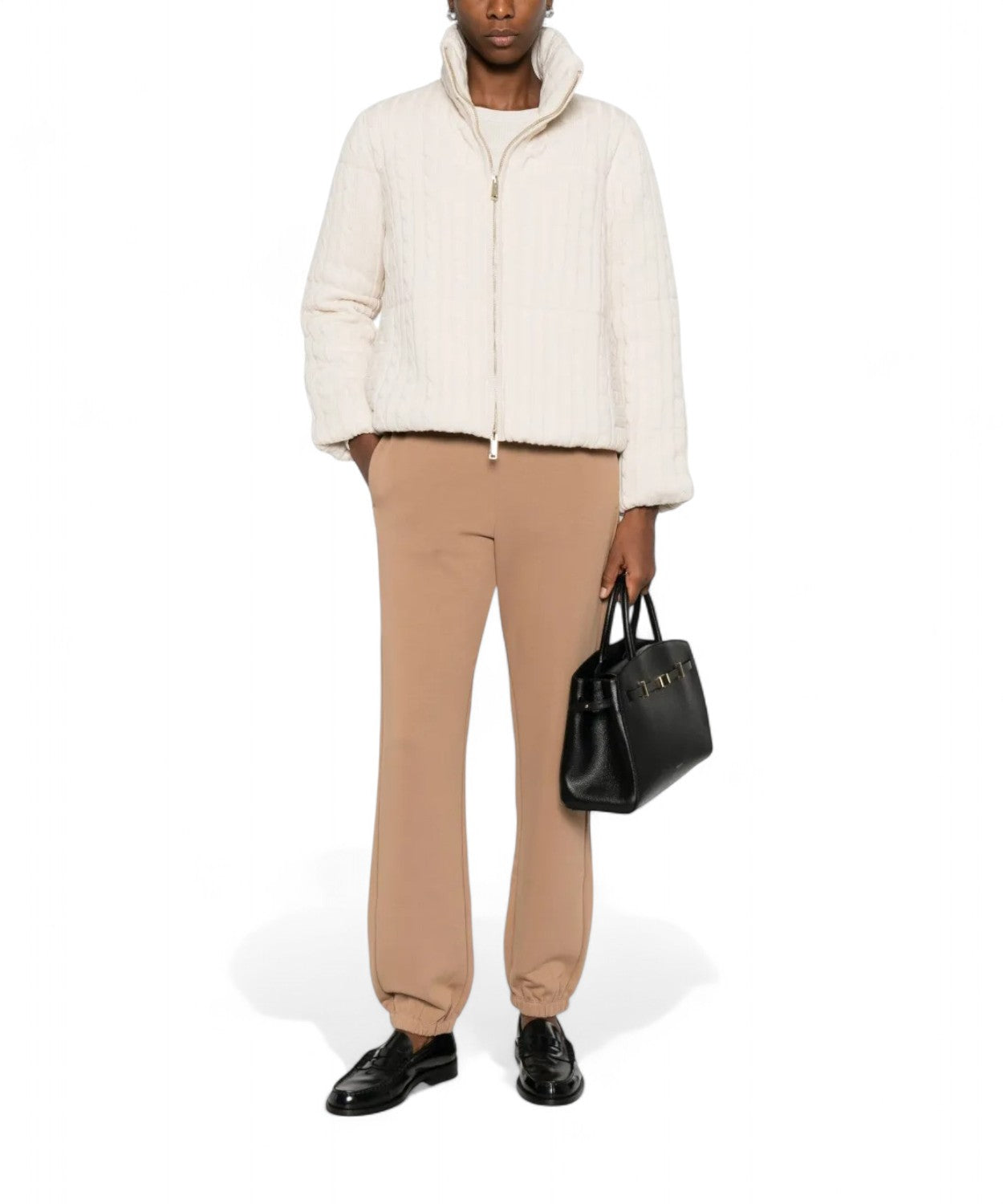 Giacca in maglia a trecce con zip e collo alto-Mc2 Saint Barth-Giacche-Vittorio Citro Boutique