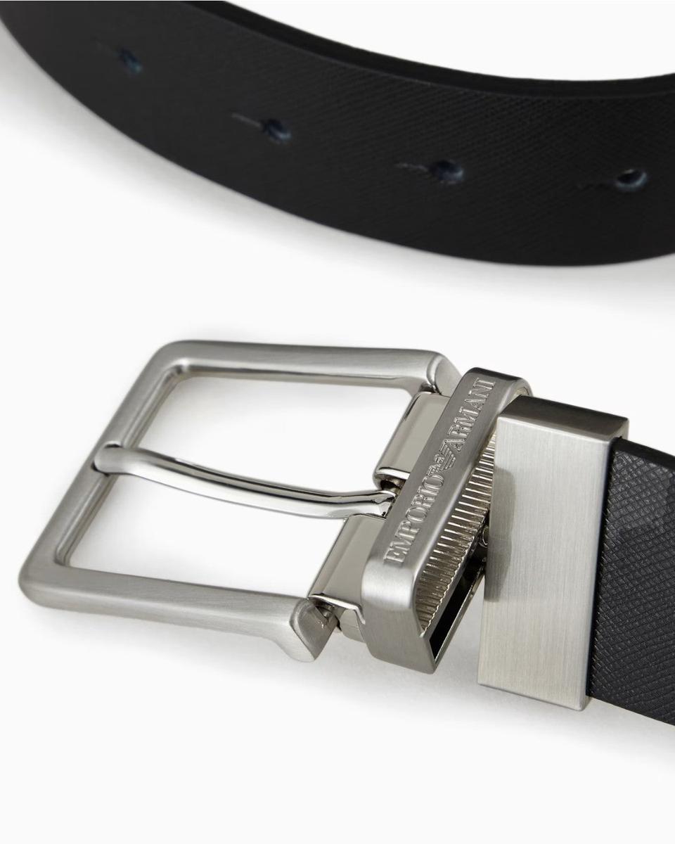 Gift box con cintura reversibile in pelle saffiano e fibbia intercambiabile-Cinture-Emporio Armani-Vittorio Citro Boutique