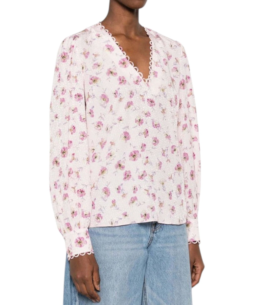Damesblouse Twinset van satijn met bloemenprint