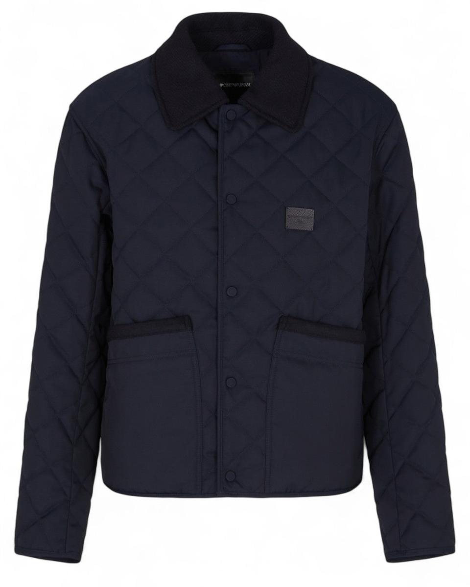 Jacket con Collo in Flanella e Logo-Emporio Armani-Piumini-Vittorio Citro Boutique