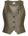 Gilet in saglia fluida effetto resca con dettaglio gioiello-Marella-Gilet-Vittorio Citro Boutique