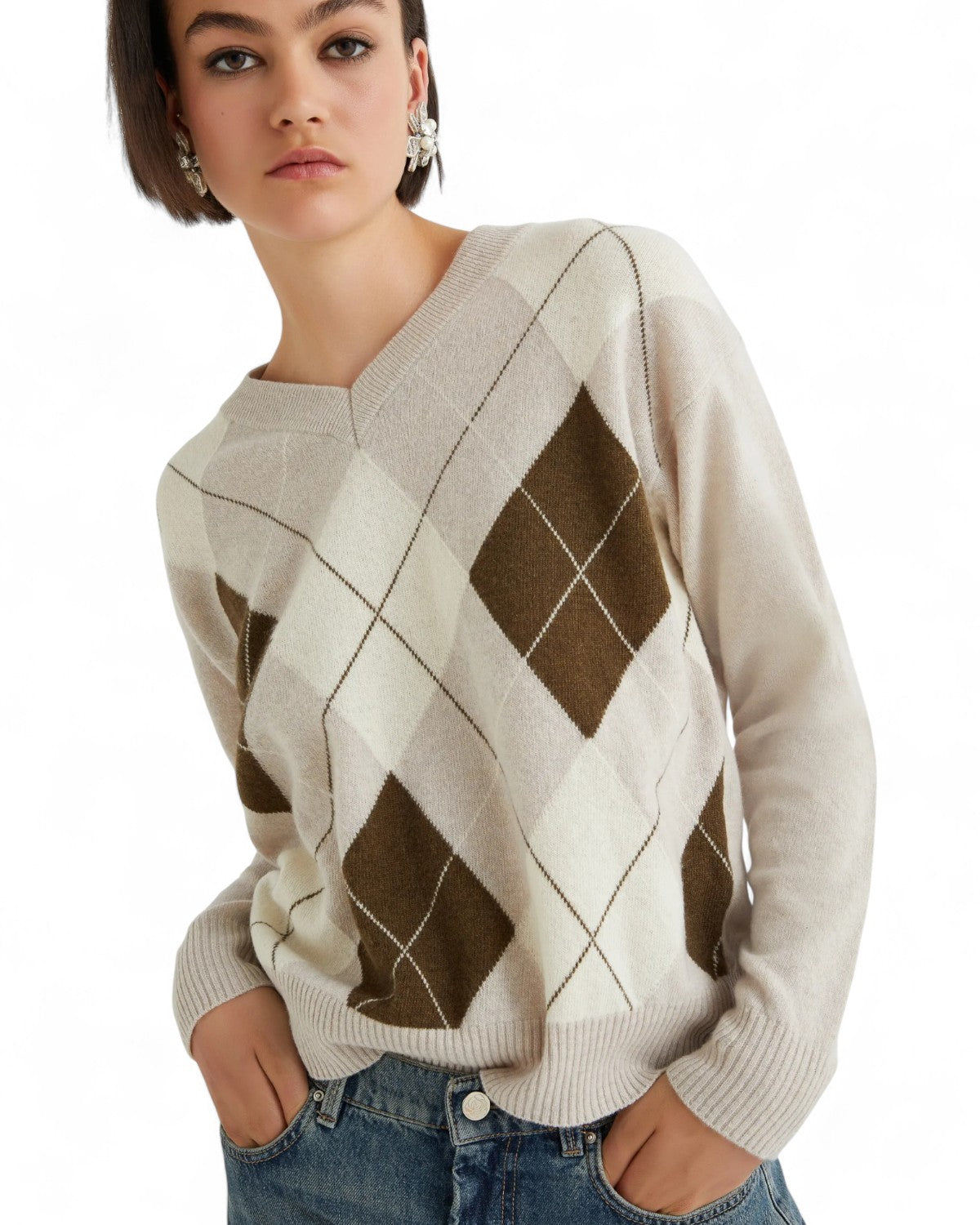 Maglia in misto cashmere con intarsi geometrici-Marella-Maglieria-Vittorio Citro Boutique