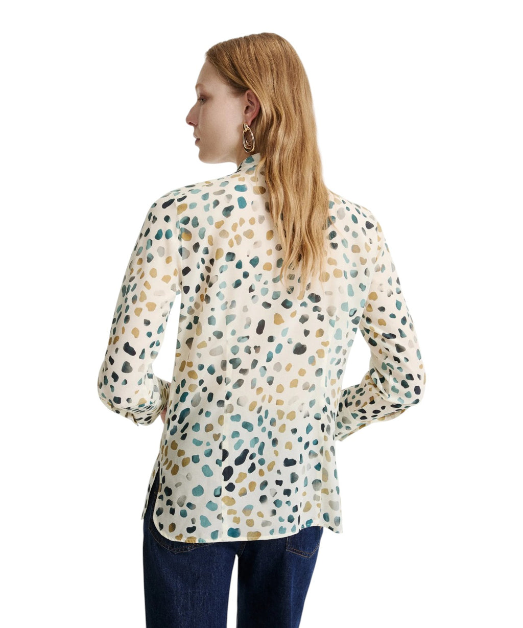 Camicia in Pura Seta Animalier con Sciarpina Rimovibile