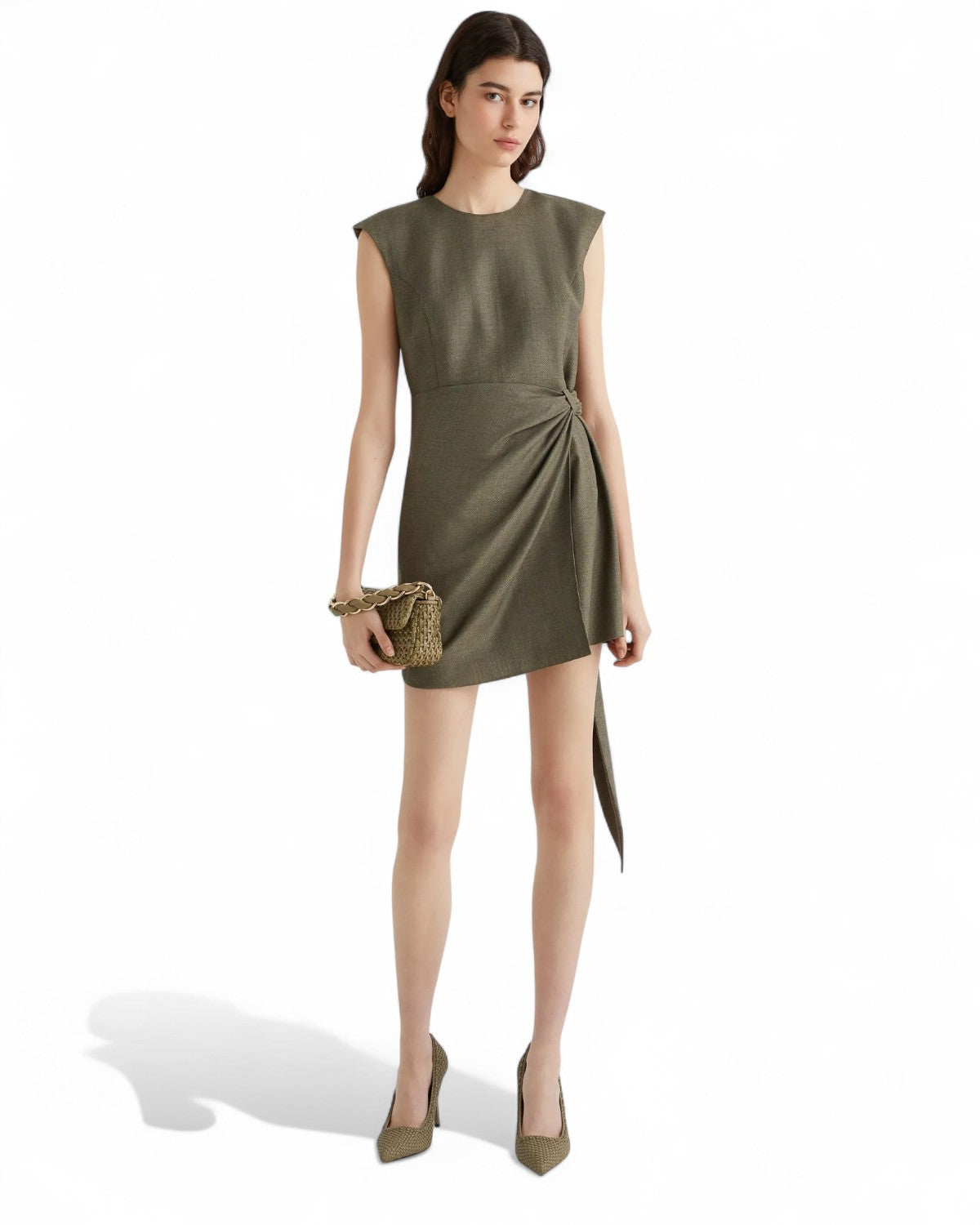 Abito tubino in saglia con fusciacca laterale-Marella-Abiti-Vittorio Citro Boutique