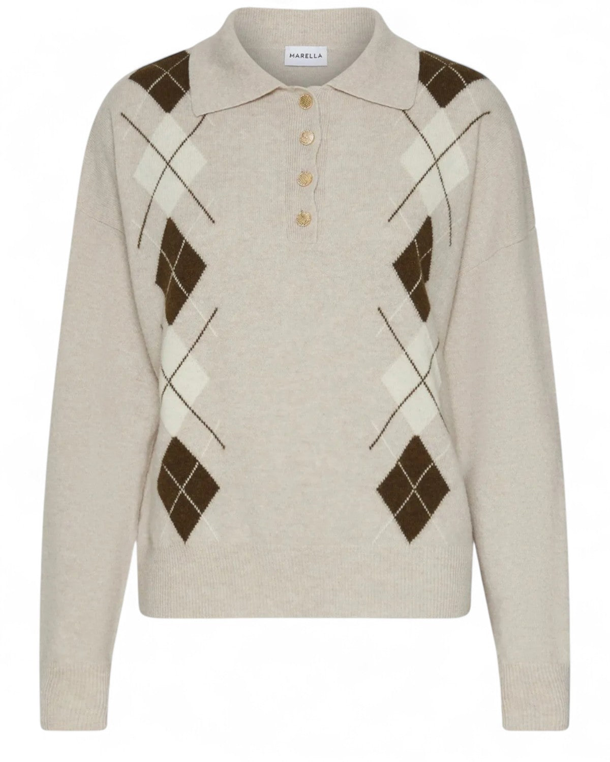 Polo in misto cashmere con intarsio a rombi-Marella-Maglieria-Vittorio Citro Boutique