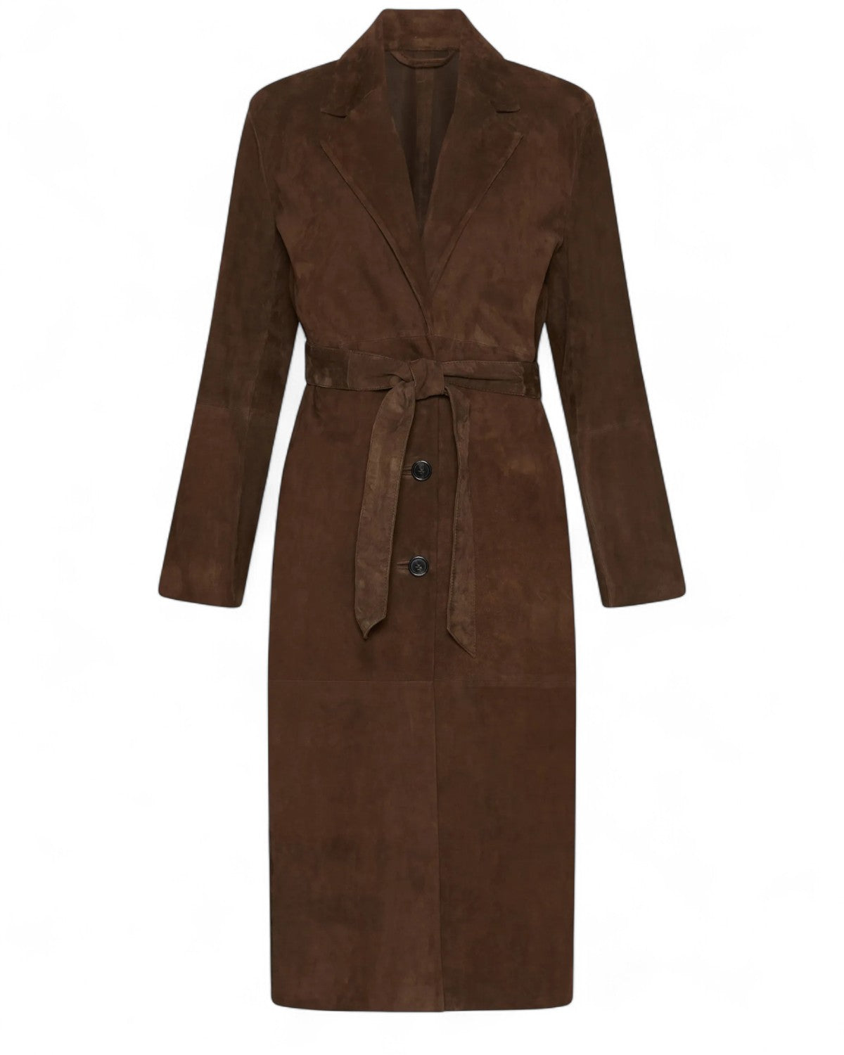 Trench in suede con cintura e rever-Marella-Cappotti-Vittorio Citro Boutique