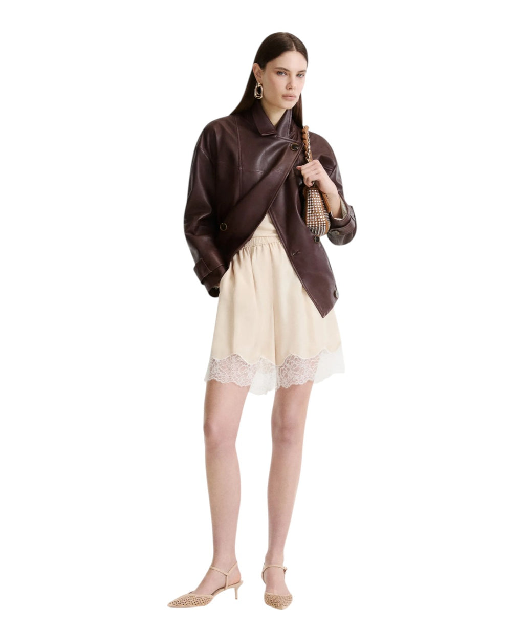 Caban Donna in Pelle Doppiopetto Elegante