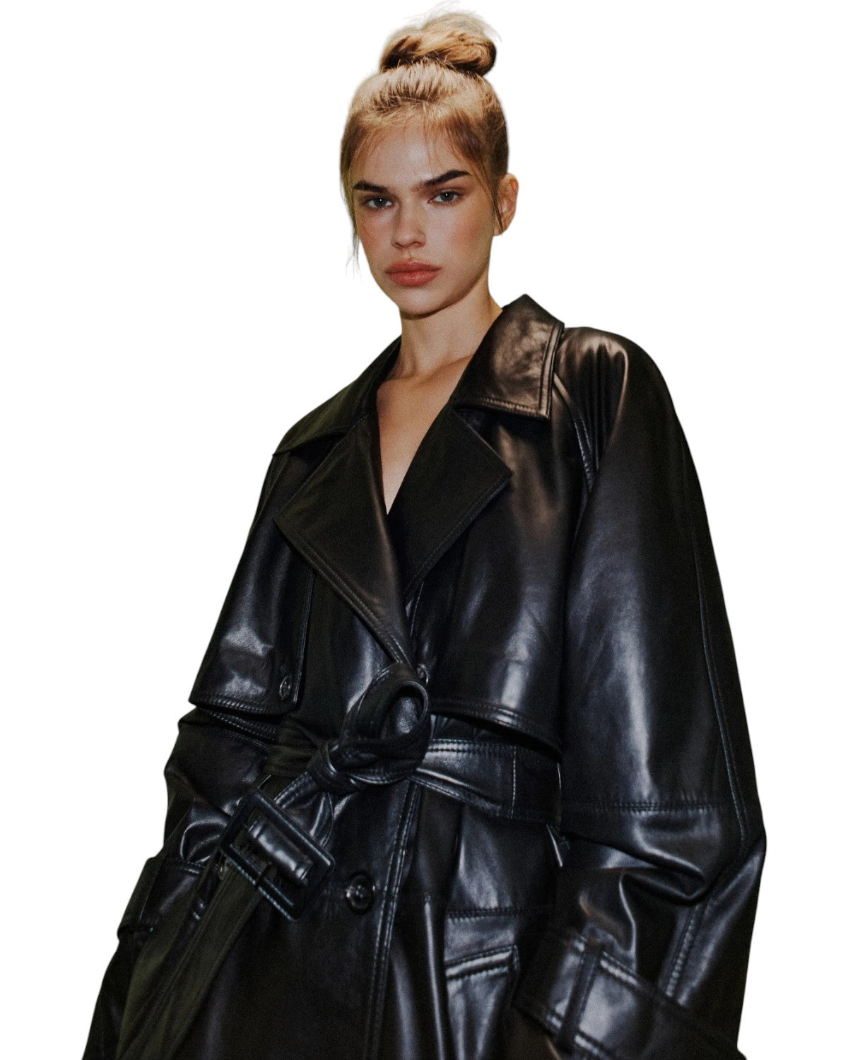 Trench oversize in pelle imbottita con cintura-Marella-Cappotti-Vittorio Citro Boutique