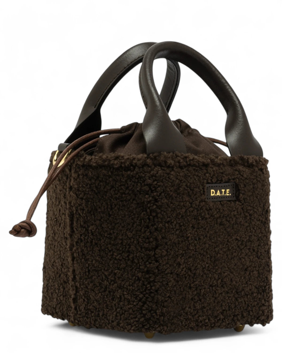 Borsa D.A.T.E. Cubo Bag Teddy Chocolate con Tracolla Removibile-D.A.T.E.-Borse a mano-Vittorio Citro Boutique