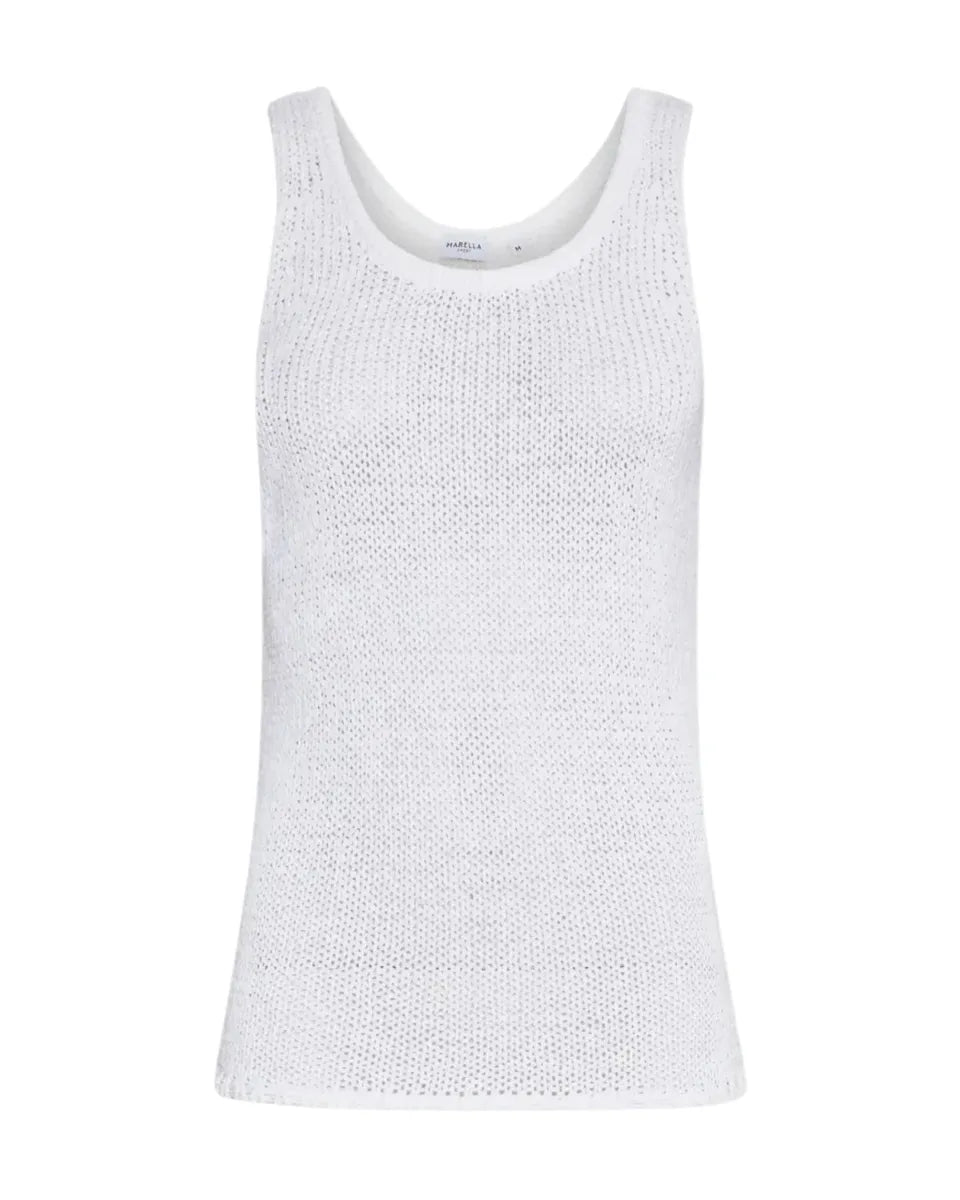 Top in Filato 3D Bianco Ottico in Nastro di Cotone-Marella-Top-Vittorio Citro Boutique