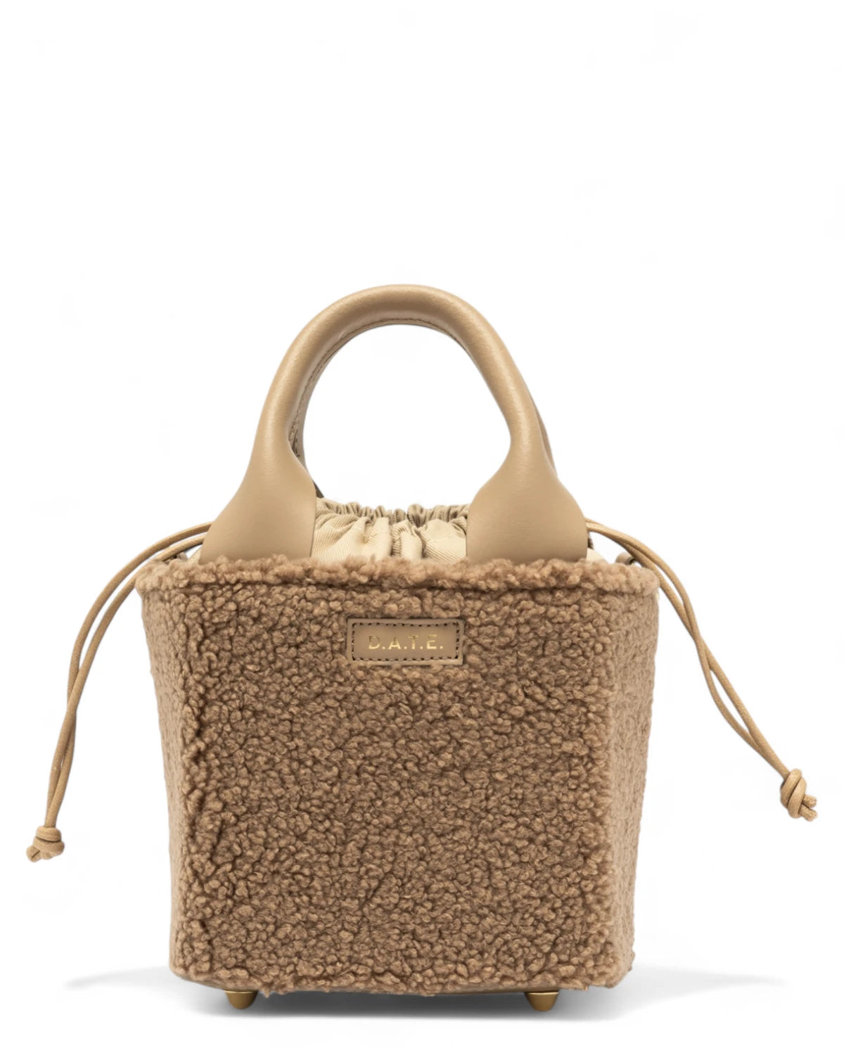 Borsa D.A.T.E. Cubo Bag Teddy Beige con Tracolla Removibile-D.A.T.E.-Borse a mano-Vittorio Citro Boutique