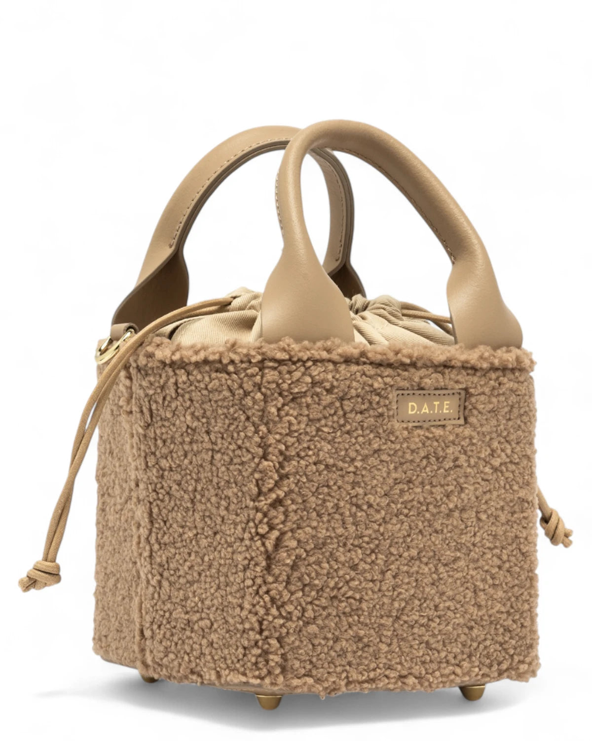 Borsa D.A.T.E. Cubo Bag Teddy Beige con Tracolla Removibile-D.A.T.E.-Borse a mano-Vittorio Citro Boutique