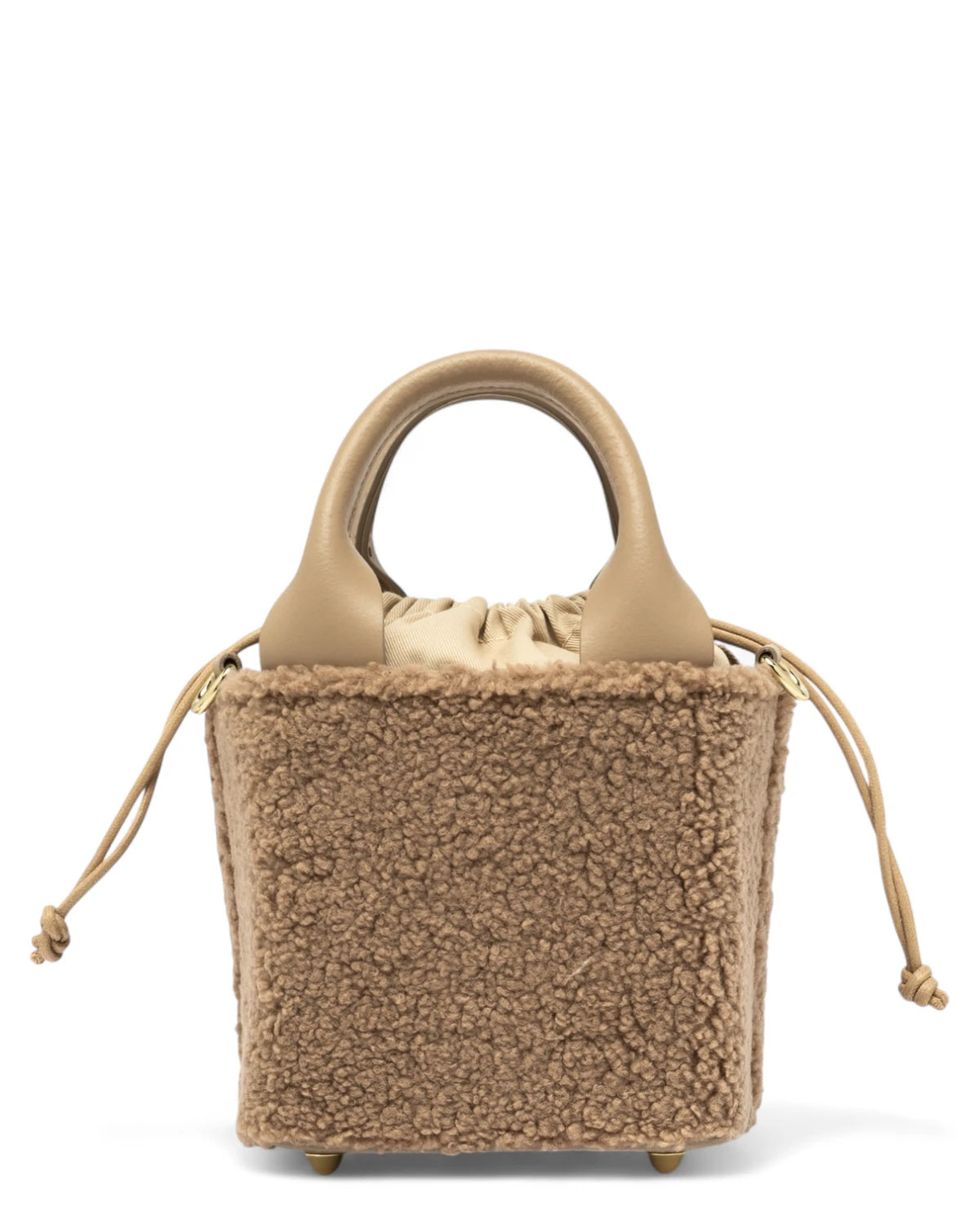Borsa D.A.T.E. Cubo Bag Teddy Beige con Tracolla Removibile-D.A.T.E.-Borse a mano-Vittorio Citro Boutique