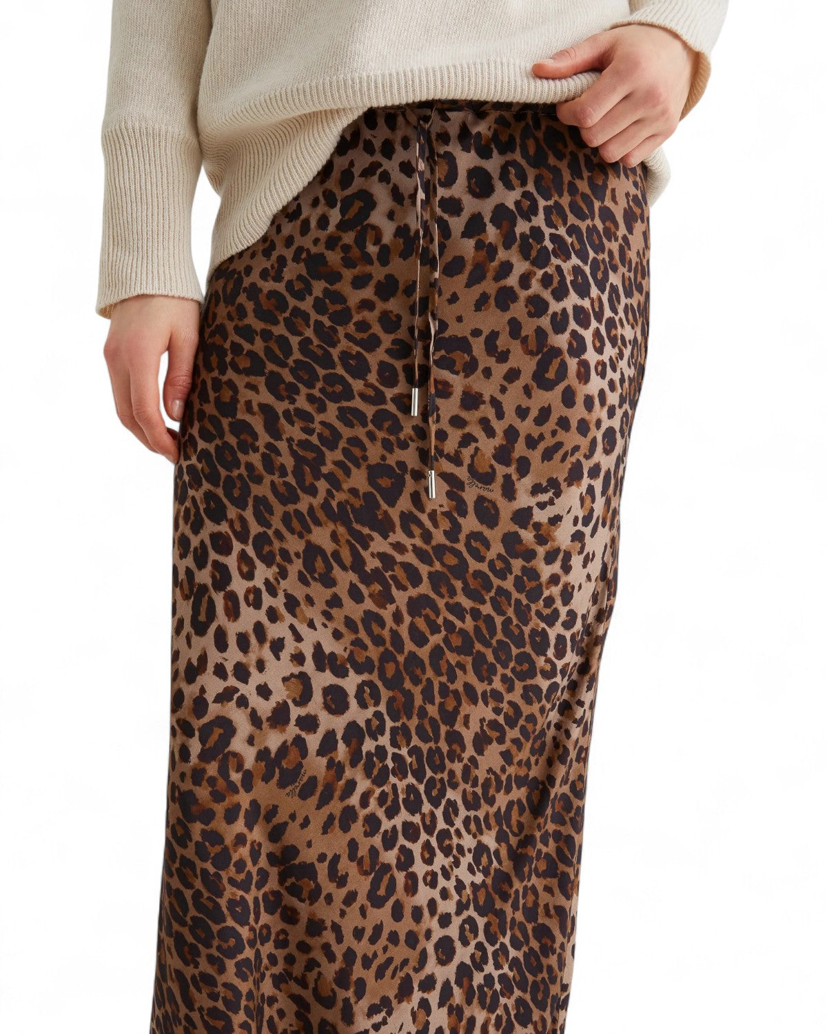 Gonna lunga animalier in twill di viscosa con coulisse-Marella-Gonne-Vittorio Citro Boutique