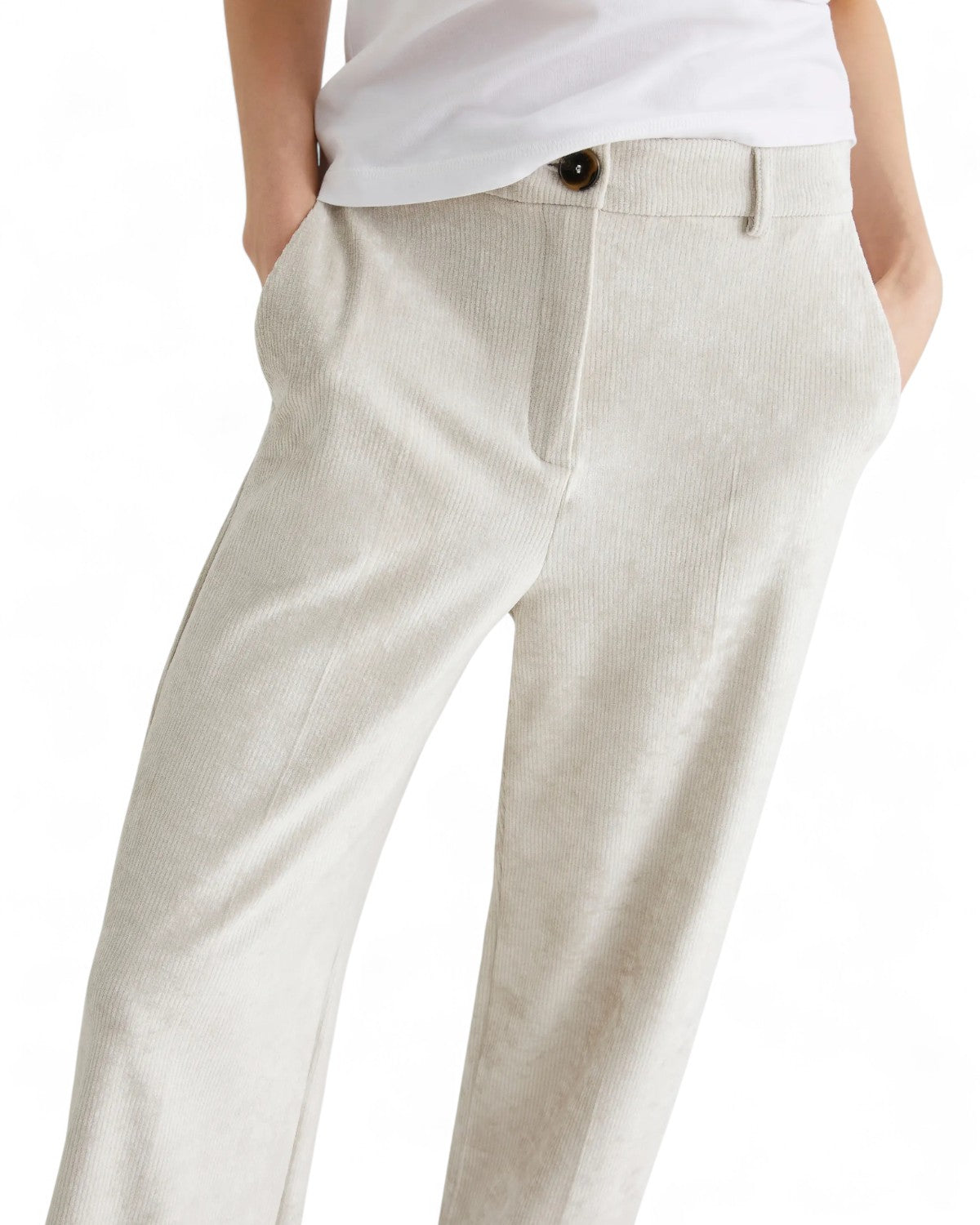 Pantaloni dritti in velluto a coste con piega-Marella-Pantaloni-Vittorio Citro Boutique