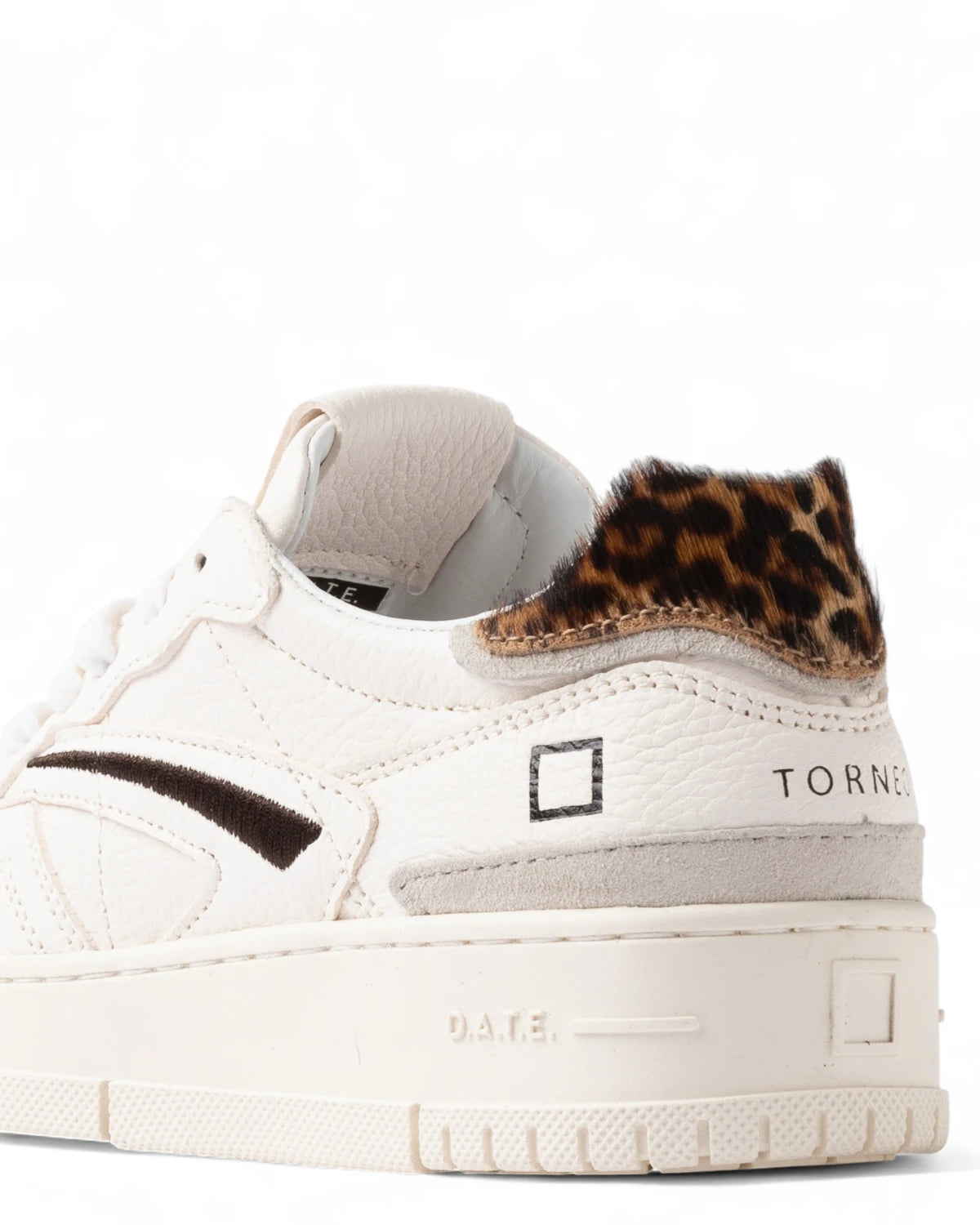 Sneakers Torneo Pure Pop White-Leopard in Pelle con Dettaglio Animalier-D.A.T.E.-Sneakers-Vittorio Citro Boutique