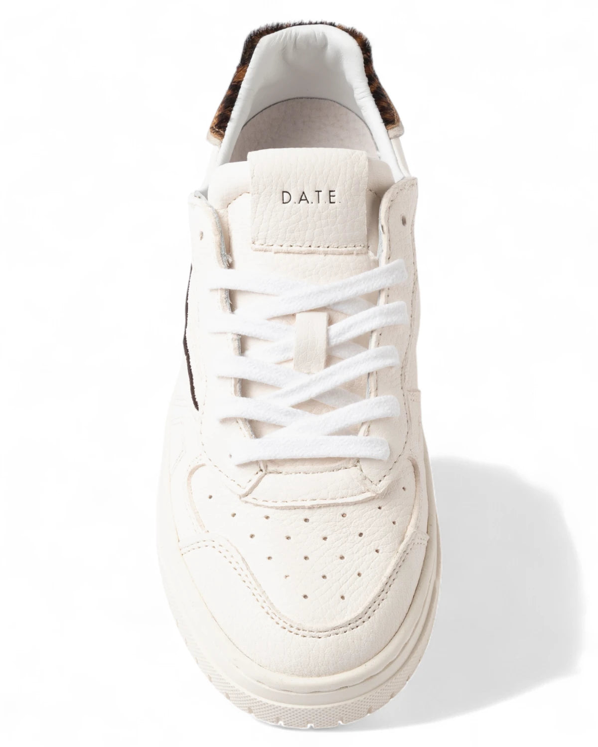 Sneakers Torneo Pure Pop White-Leopard in Pelle con Dettaglio Animalier-D.A.T.E.-Sneakers-Vittorio Citro Boutique