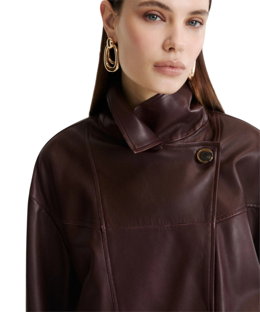 Caban Donna in Pelle Doppiopetto Elegante