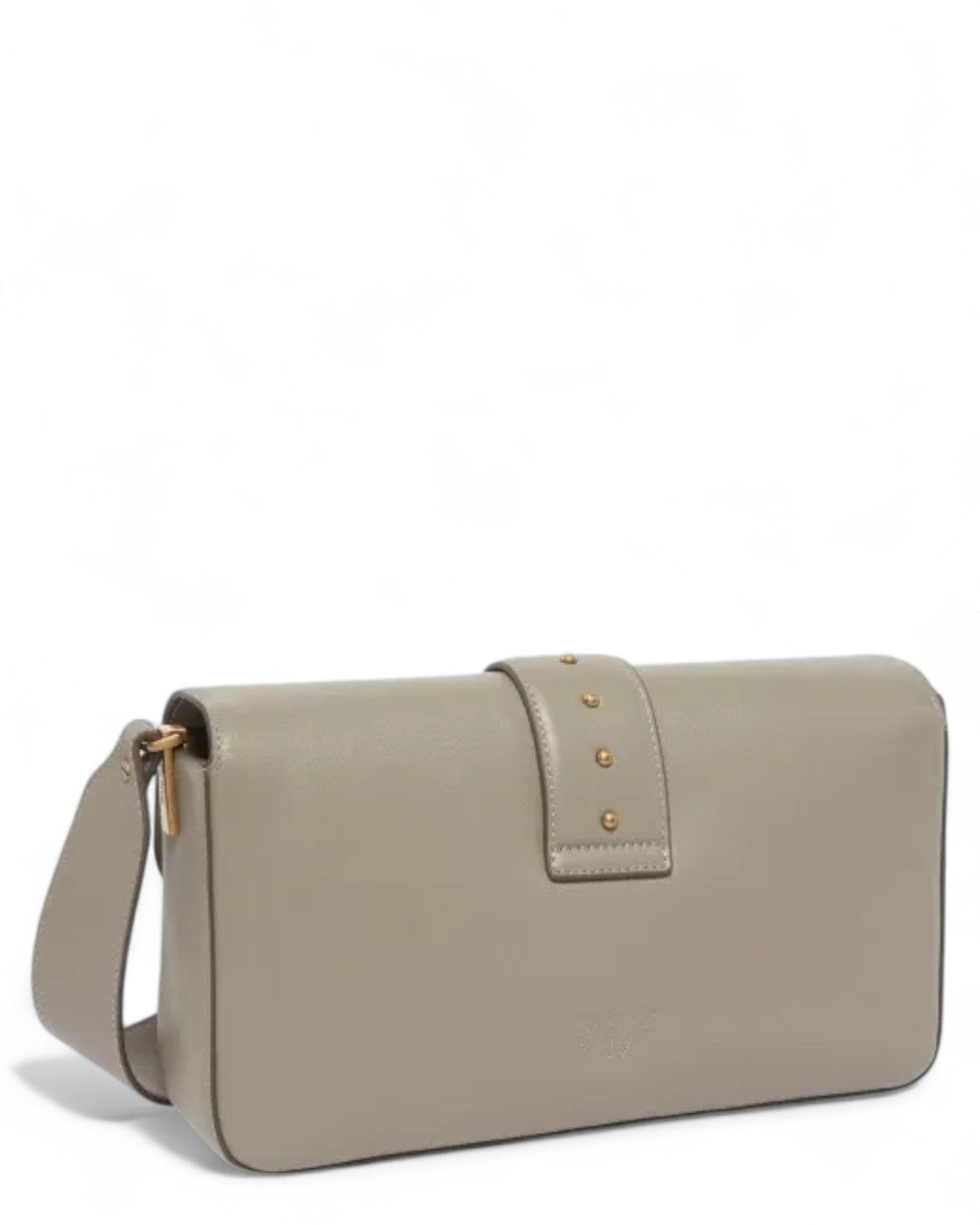 Retro della borsa a spalla PINKO Love Bag Slouchy grande in pelle liscia, design minimal con borchie dorate sul cinturino.