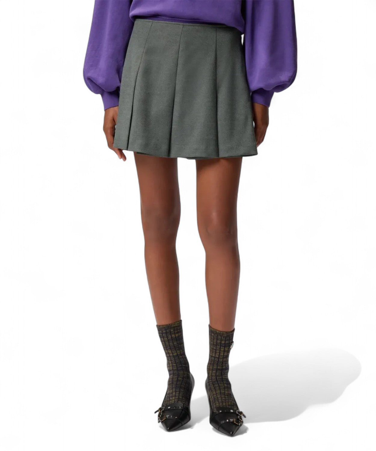 Minigonna a Pieghe in Misto Lana-Pinko-Gonne-Vittorio Citro Boutique