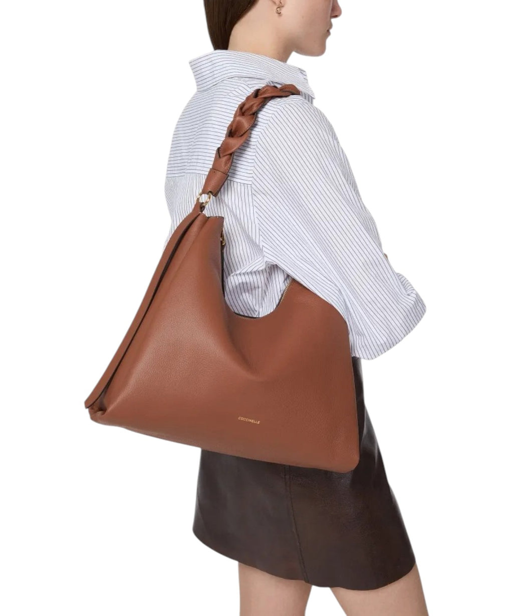 Boheme Medium Tasche aus Double-Leder mit geflochtenem Henkel
