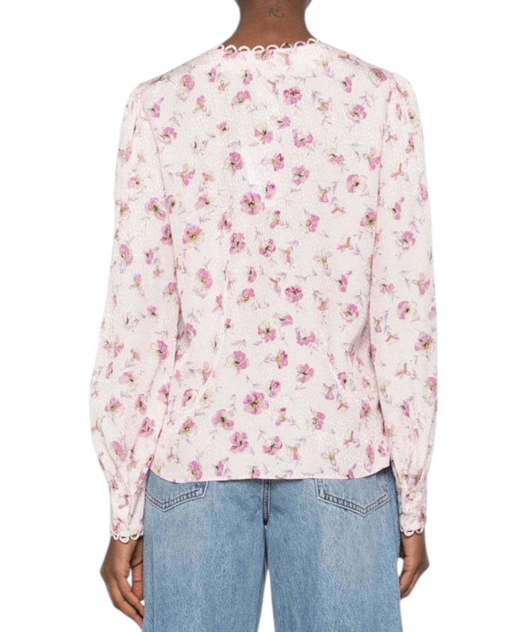 Damesblouse Twinset van satijn met bloemenprint