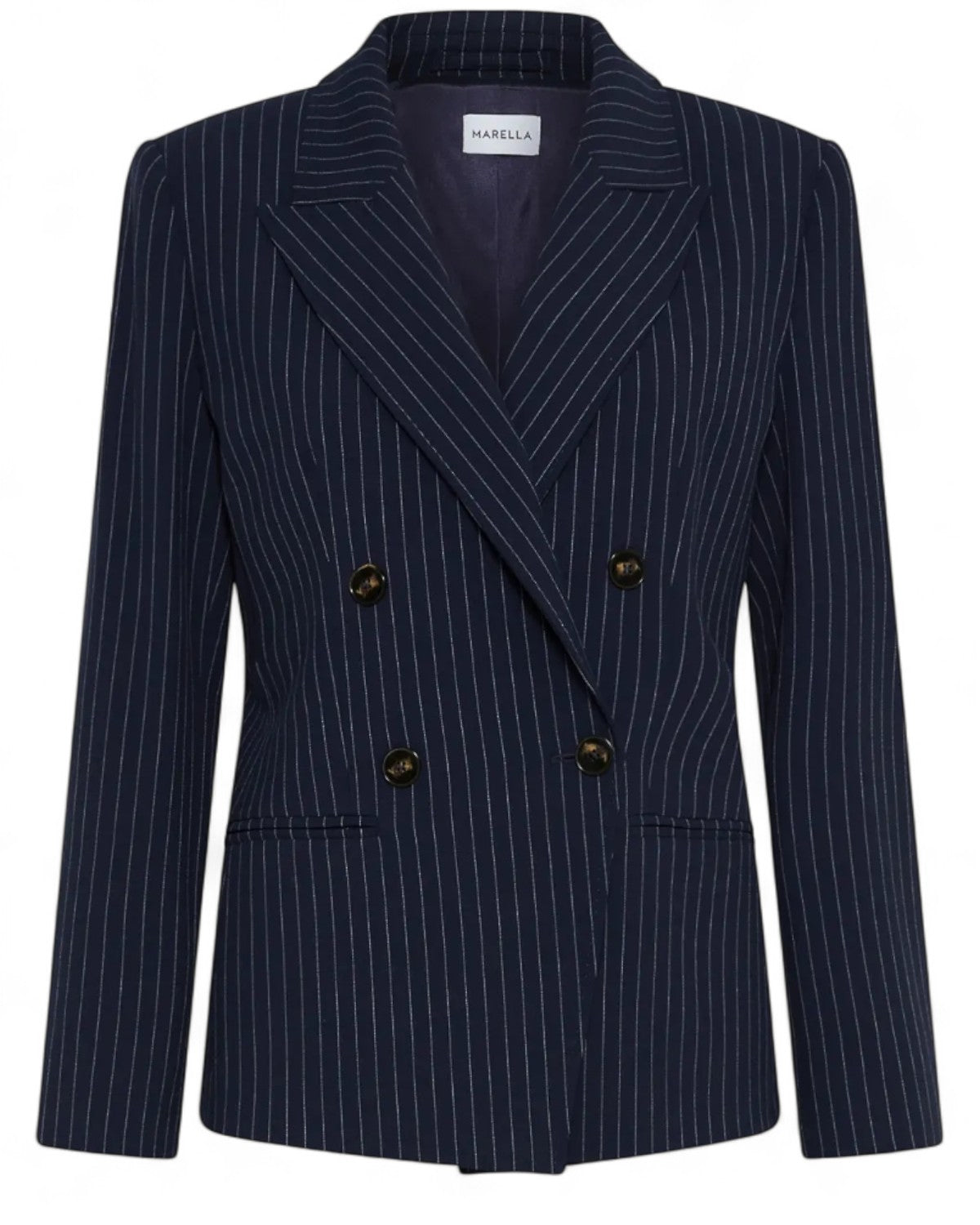 Blazer doppiopetto in tela stretch con rever a lancia-Marella-Giacche-Vittorio Citro Boutique