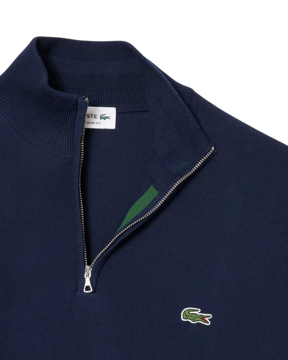 Pullover in Cotone con Collo Alto e Zip-LACOSTE-Maglieria-Vittorio Citro Boutique