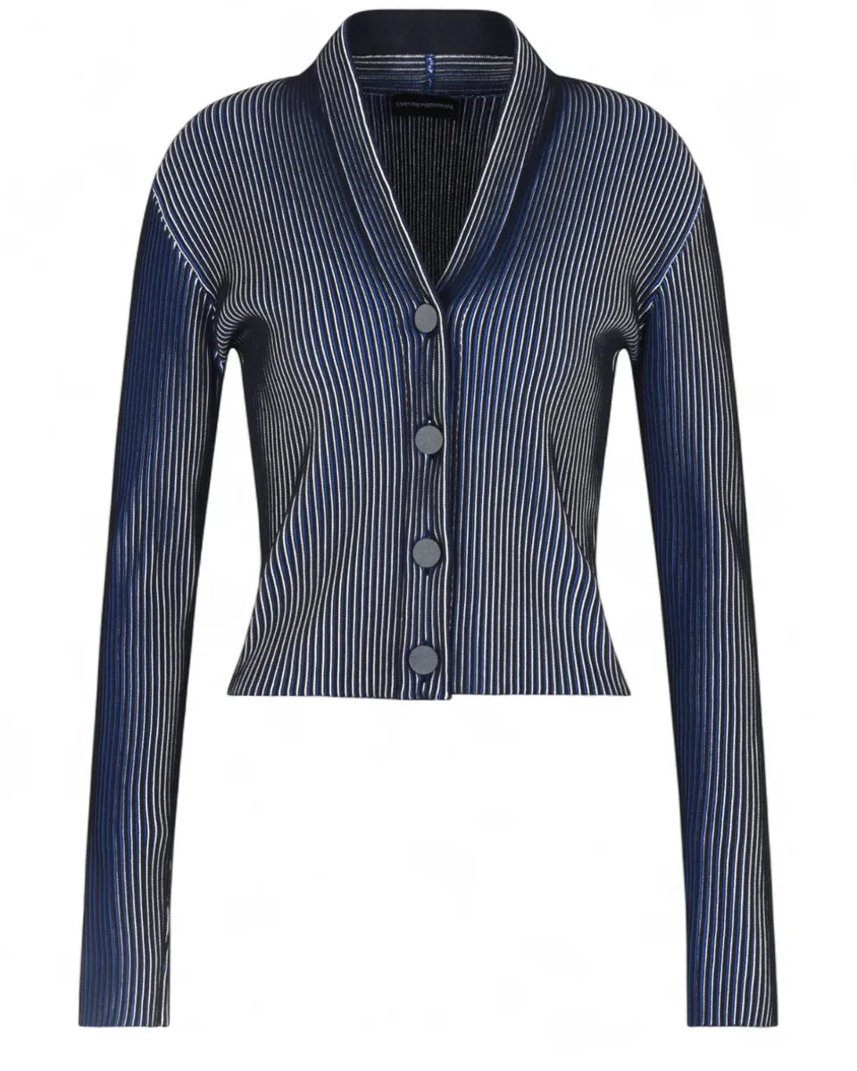 Cardigan Effetto Vanisé con Scollo a V-Emporio Armani-Maglieria-Vittorio Citro Boutique