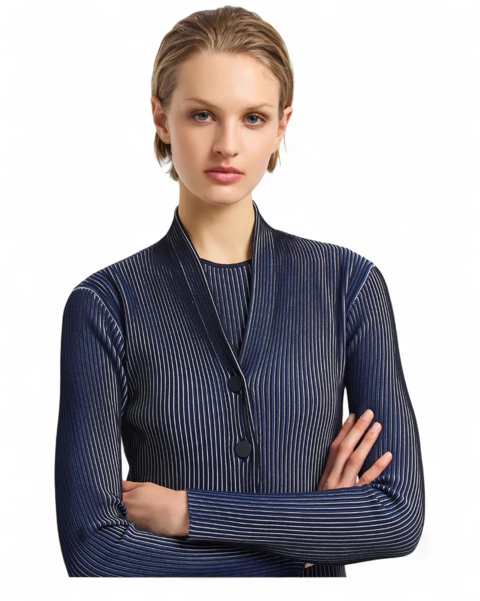 Cardigan Effetto Vanisé con Scollo a V-Emporio Armani-Maglieria-Vittorio Citro Boutique