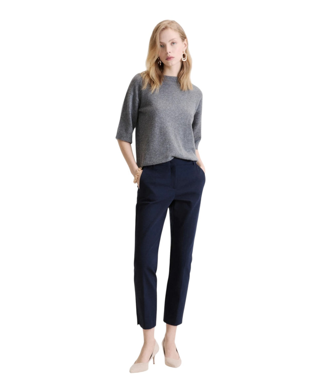Pantalone Donna Stretch con Piega Stirata in Cotone