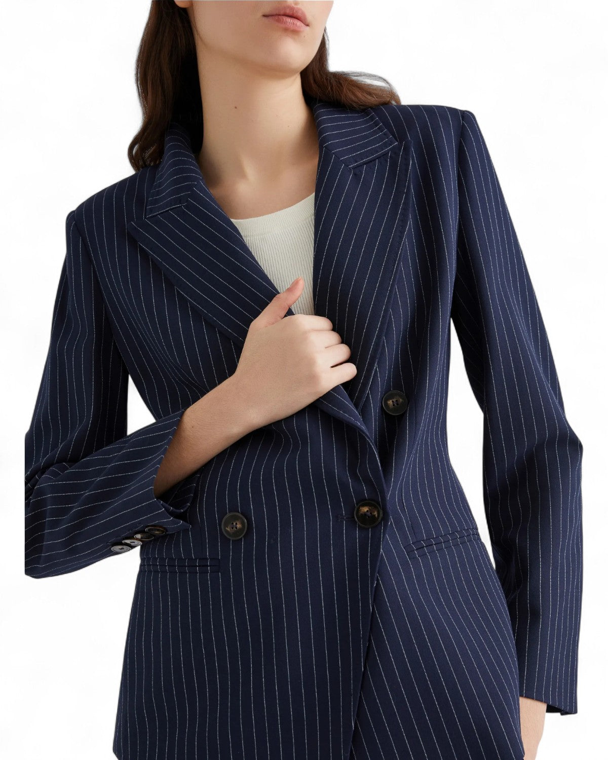 Blazer doppiopetto in tela stretch con rever a lancia-Marella-Giacche-Vittorio Citro Boutique