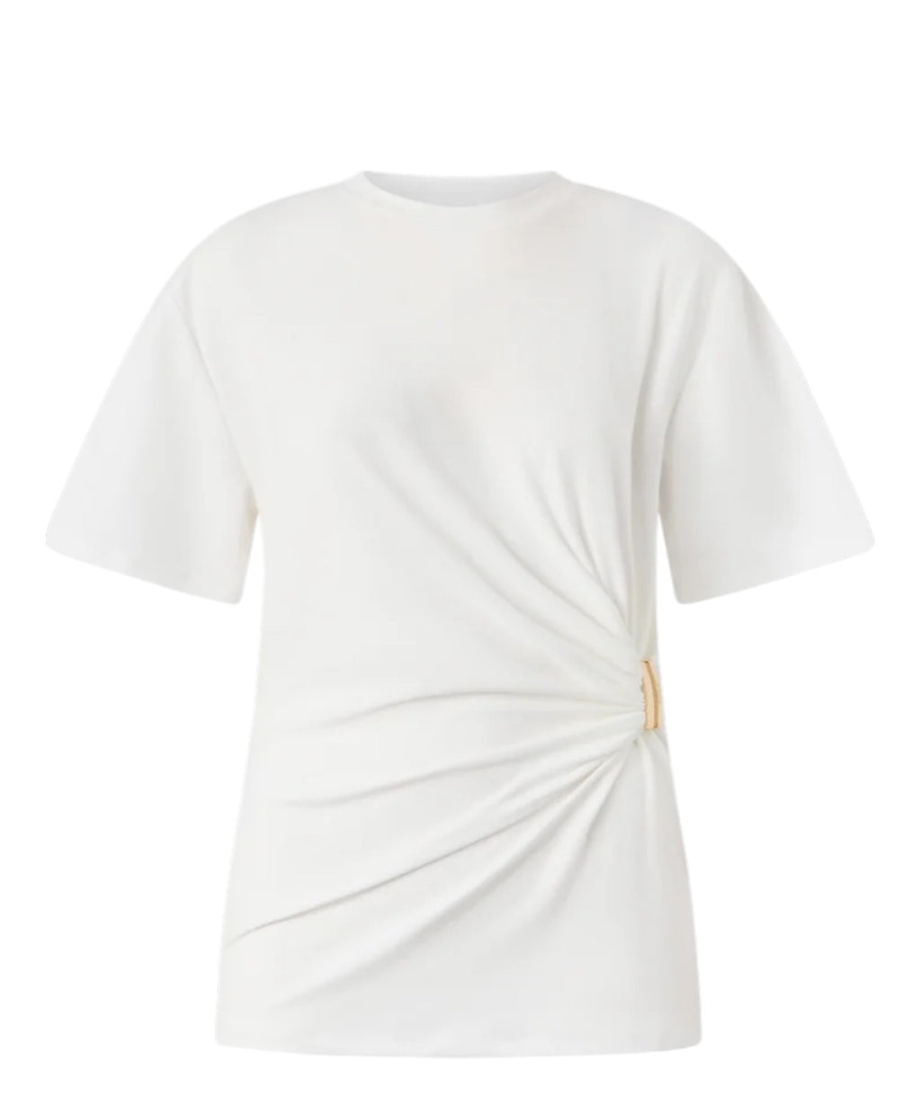 Mary Pinko Baumwoll-T-Shirt mit Drapierung
