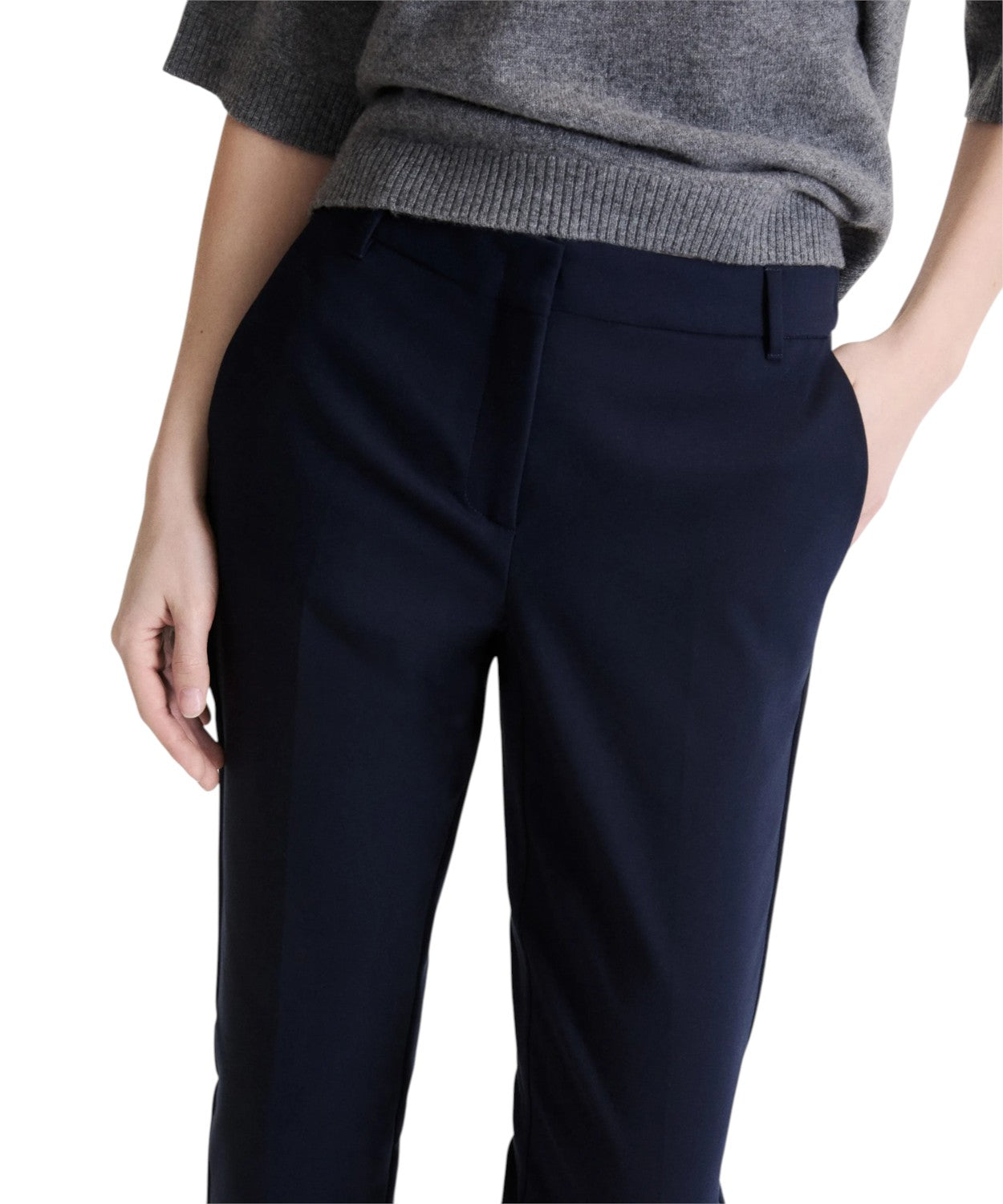 Pantalone Donna Stretch con Piega Stirata in Cotone