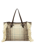 Shopping Bag Marcella effetto plaid con frange-Gianni Chiarini-Borse a spalla-Vittorio Citro Boutique