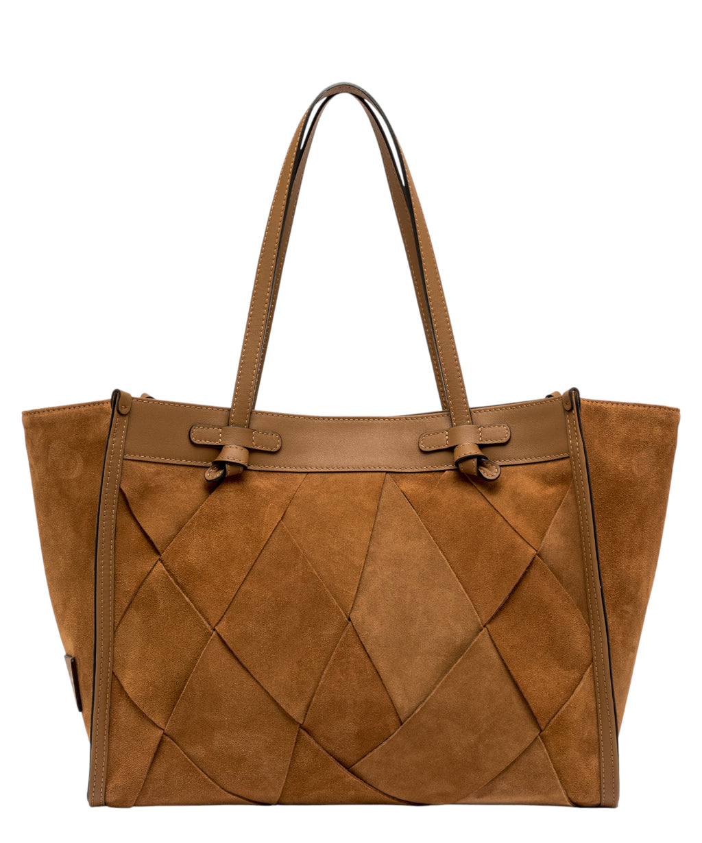 Dames shoppingtas in geometrisch suède