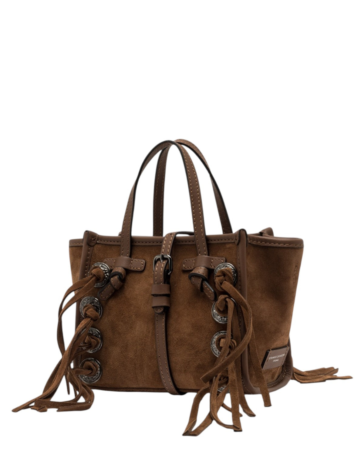 Miss Marcella in pelle scamosciata con frange e borchie-Gianni Chiarini-Borse a mano-Vittorio Citro Boutique