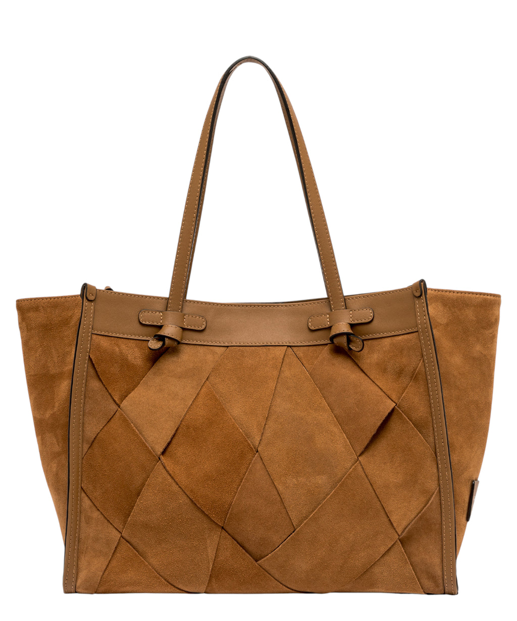 Dames shoppingtas in geometrisch suède