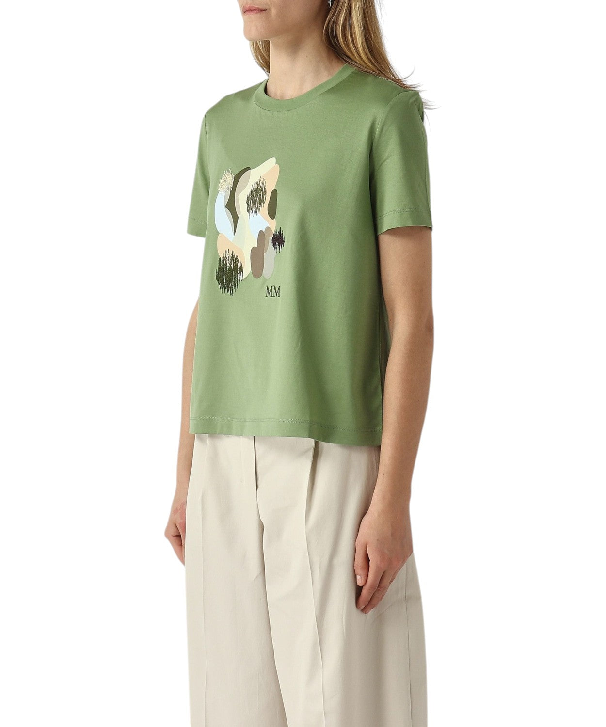 T-shirt damski z bawełny z nadrukiem i logo Licenza