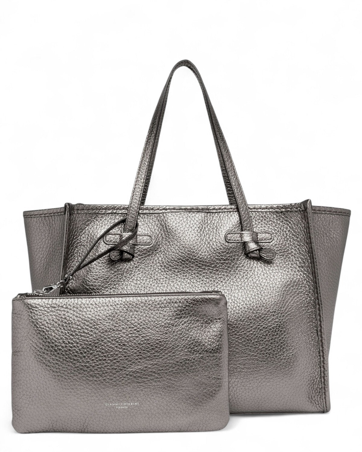 Shopping bag Marcella in pelle elegante con pochette interna coordinata, perfetta per un uso quotidiano pratico e di stile.