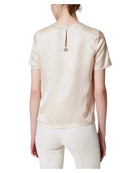 Blusa in raso jacquard con logo Oval T-Twinset-Camicie-Vittorio Citro Boutique