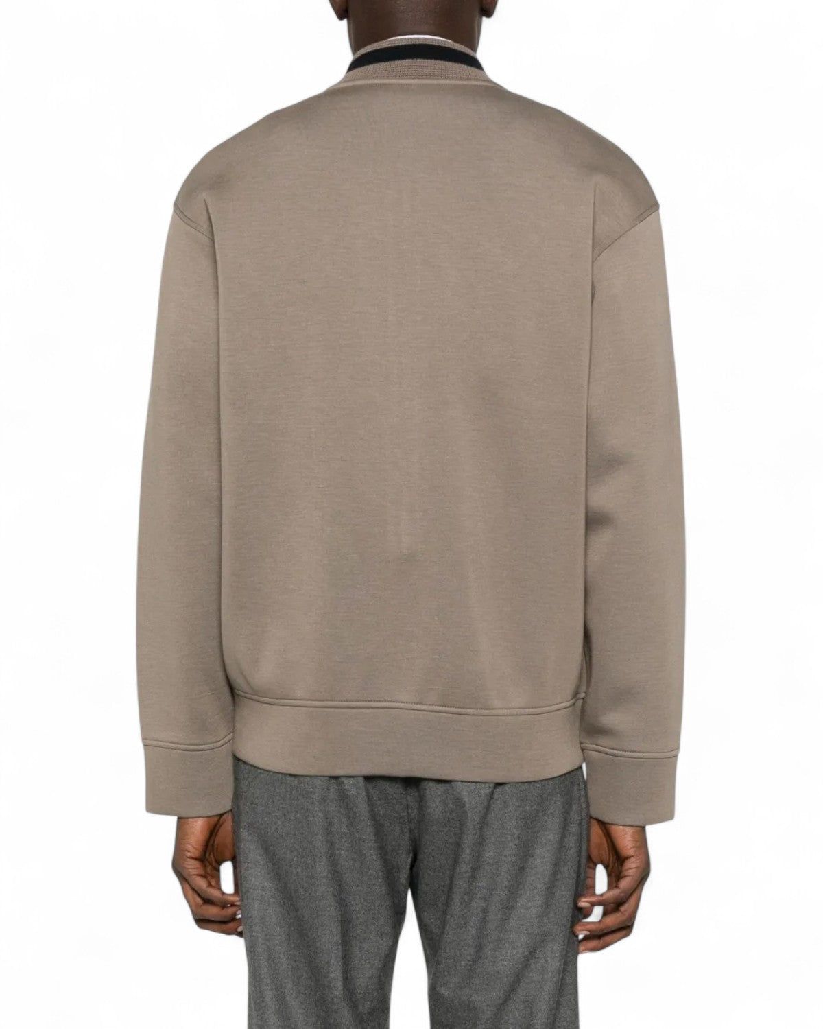Retro della felpa in double jersey con collo bomber, design pulito e minimal per uno stile versatile e raffinato.