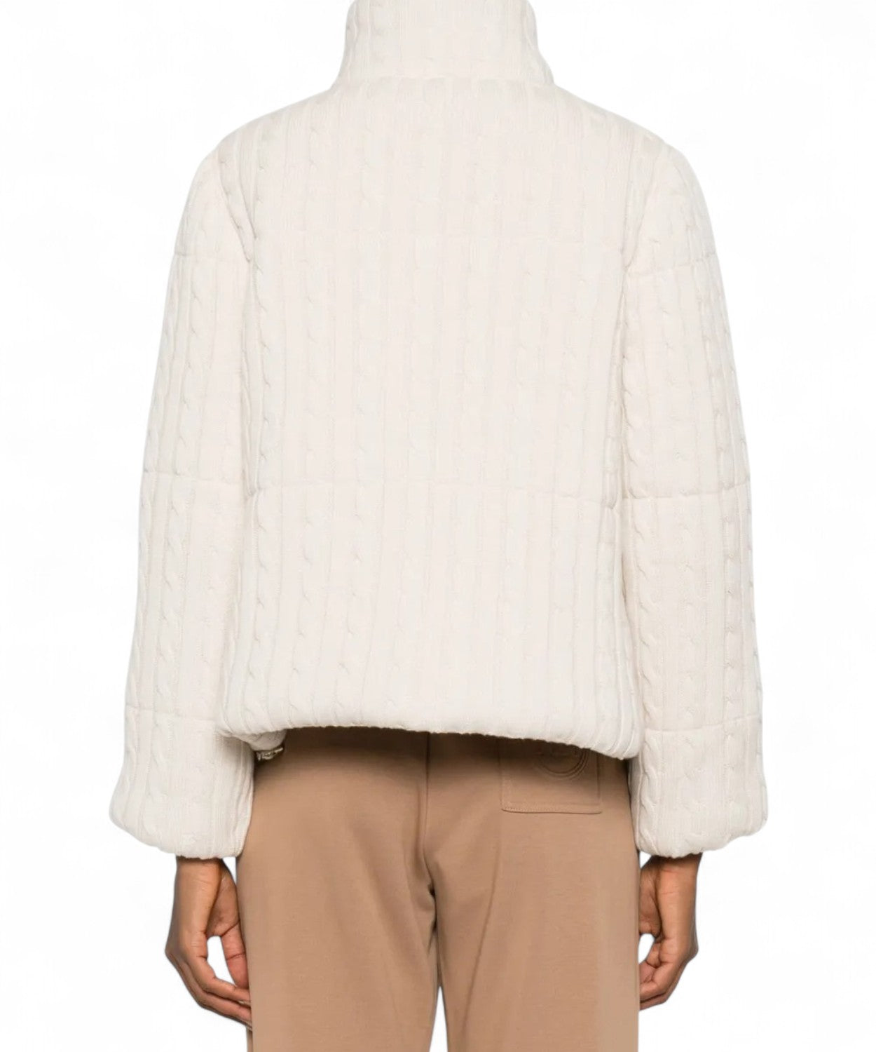 Giacca in maglia a trecce con zip e collo alto-Mc2 Saint Barth-Giacche-Vittorio Citro Boutique