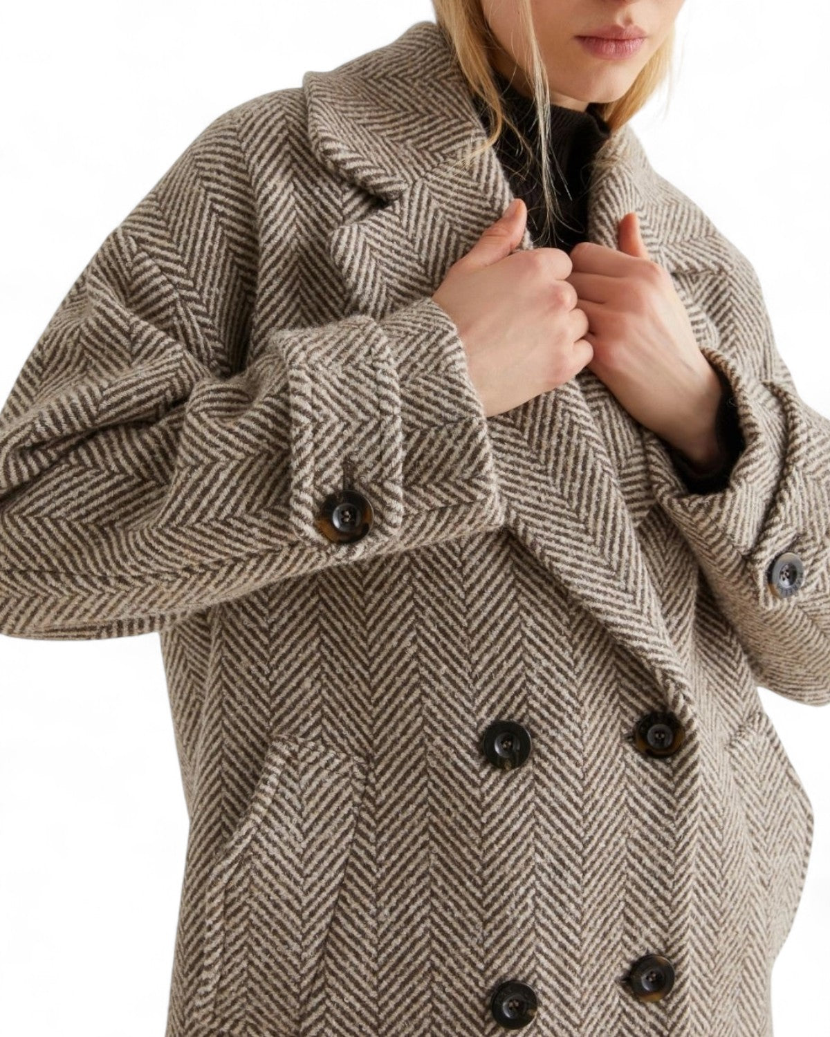 Giaccone doppiopetto in lana bouclé con rever-Marella-Cappotti-Vittorio Citro Boutique