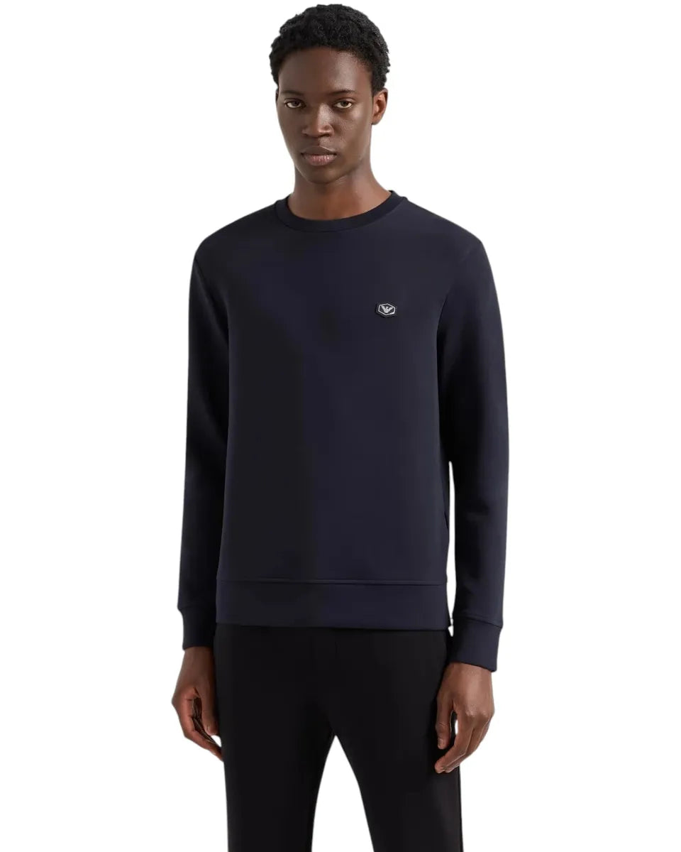 Felpa Girocollo con Micro Patch Logo-Felpe-Emporio Armani-Vittorio Citro Boutique