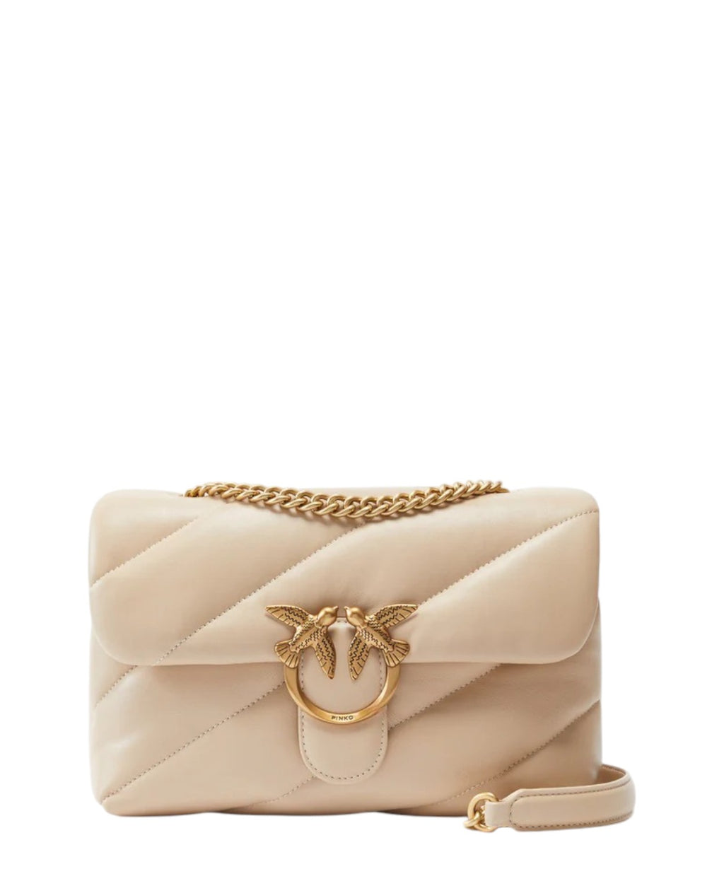 Borsa a Spalla Pelle Nera con Catena e Fibbia Iconica