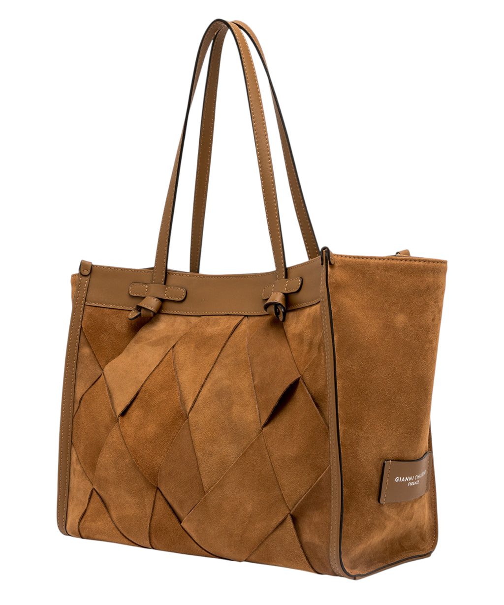 Dames shoppingtas in geometrisch suède