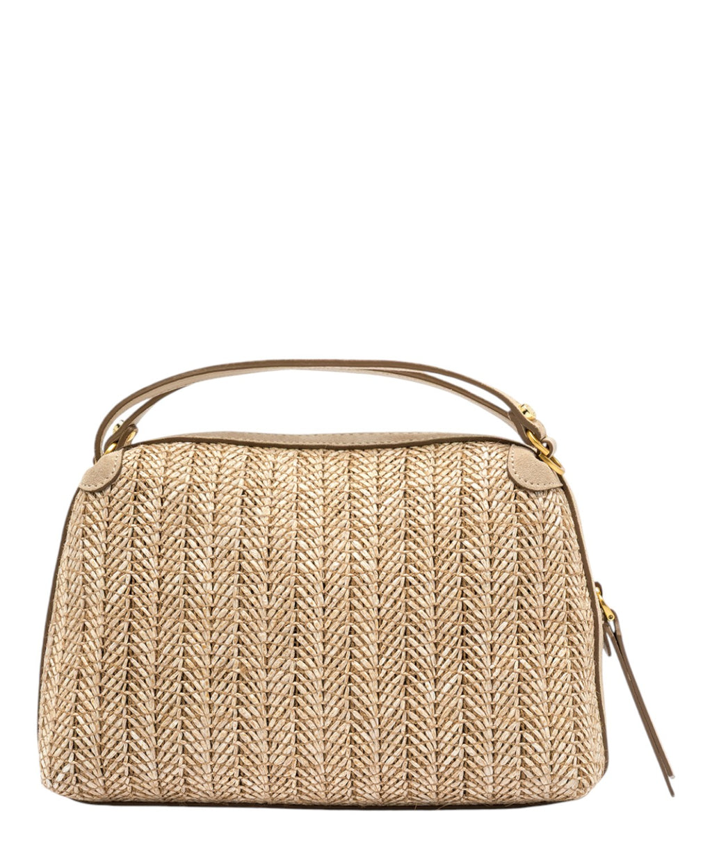 Borsa Alifa in paglia intrecciata e pelle