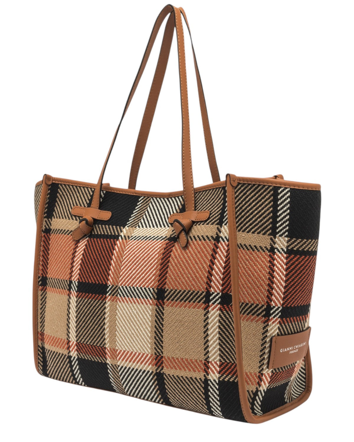 Shopping bag in tessuto tartan-Gianni Chiarini-Borse a spalla-Vittorio Citro Boutique