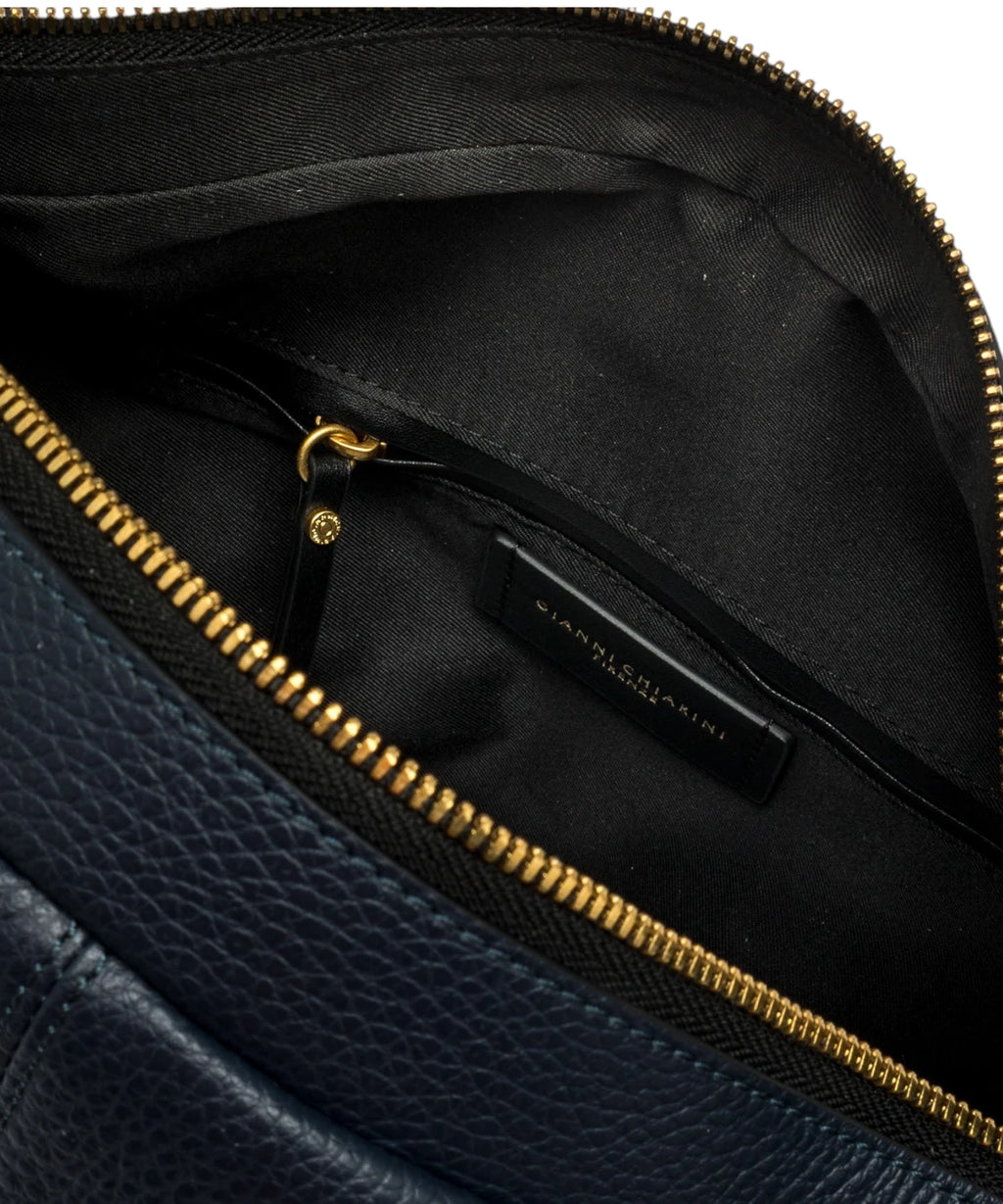 Guia Gianni Chiarini Hammered Leather Backpack with Zip and Adjustable Shoulder Straps